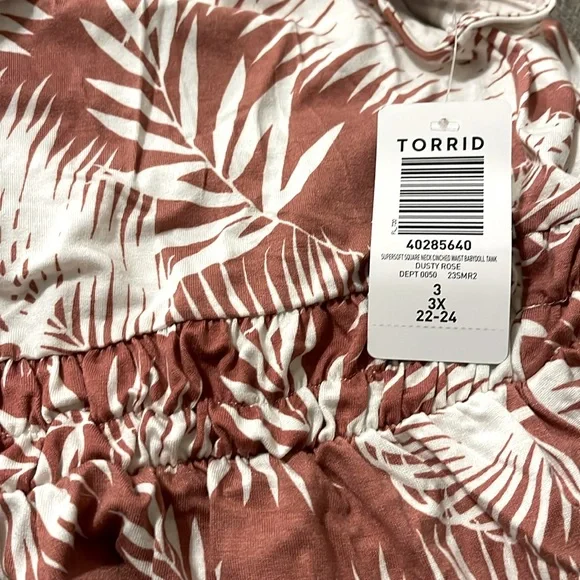 NWT Torrid plus size 3 Super Soft Square Neck Cinched Waist Babydoll Tank pink - Picture 5 of 5